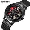 Sanda Men's Creative Wheel Quartz Watch - Trendy Rotating Waterproof Wristwatch