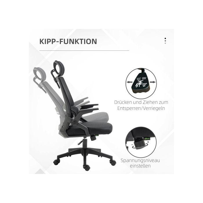 Bürostuhl - MUVOE - Höhenverstellbar - Kopfstütze - Armlehnen - Netzrückenlehne