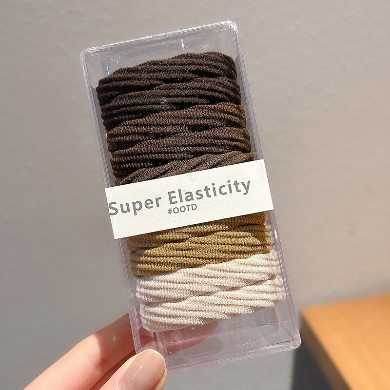 Kleiner Bär Hochelastisches Kaffee-Haargummi für Frauen und Mädchen - Langlebig, Schlicht und Elegant