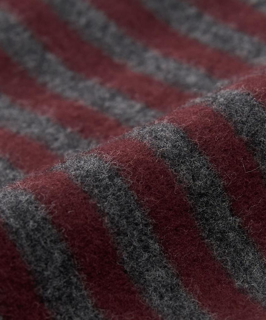 Toffee Striped Fleece Zip-Up Hoodie (Burgundy/Charcoal)