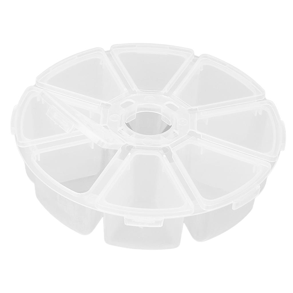 8 Fack Rund Klar Plastlåda Avdelare Förvaringsbehållare för Pärlor Smycken DIY Hantverk Nagelkonst Artiklar