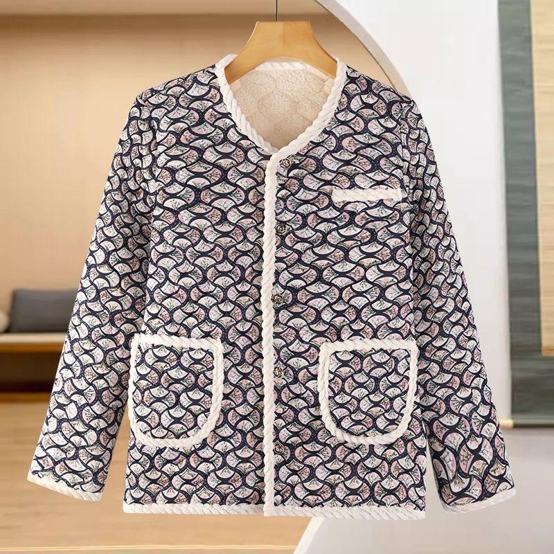 Women's Winter Short Retro Warm Jacket Lined with Padded and Thickened Warm Jacket Long-sleeved Cardigan
