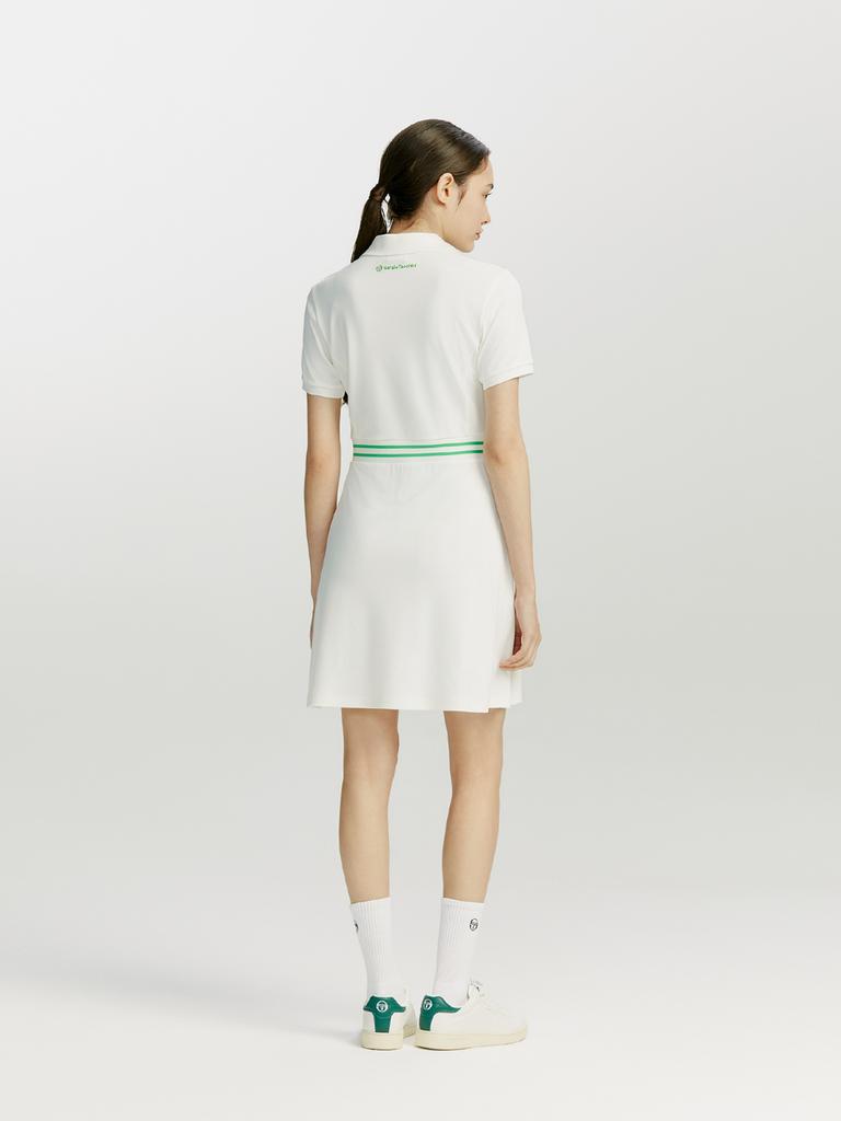 SERGIO TACCHINI W Essential Pique Collared V-Neck Short Sleeve Dress (White)