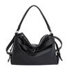 Vintage large capacity soft leather tote bag leather buckle design sense Spice girl locomotive bag heavy industry shoulder messenger bag