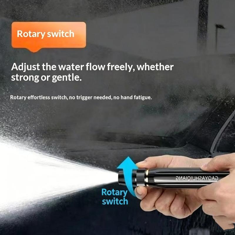 High Pressure Water Gun Adjustable Nozzle Black Easy Operation for Household Car Wash Garden Irrigation Walkway Cleaning
