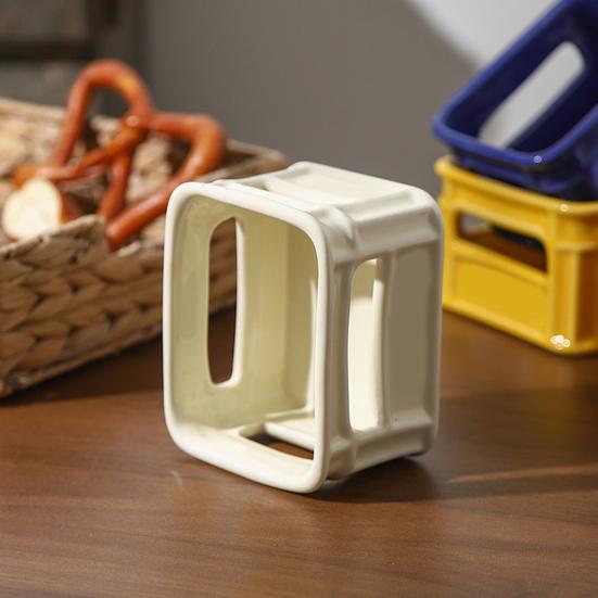 Creative Snack Bowl Mini Basket-Shaped Dish for Fruit Fries Multi-Purpose Small Ceramic