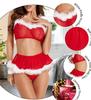 2021 European & American Style Lace Christmas Babydoll Lingerie Set: Red Garter Belt & Bodysuit Nightgown