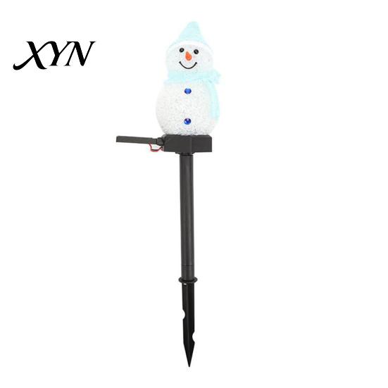 Outdoor Christmas Garden Decoration Solar Snowman Pathway Lights, Waterproof Ground Stake with LED Powered Light Light, Decorative for Yard