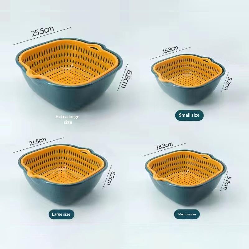 Kitchen Sink Multi-functional Double-layer Strainer for Fruits and Vegetables Designed for Easy Washing
