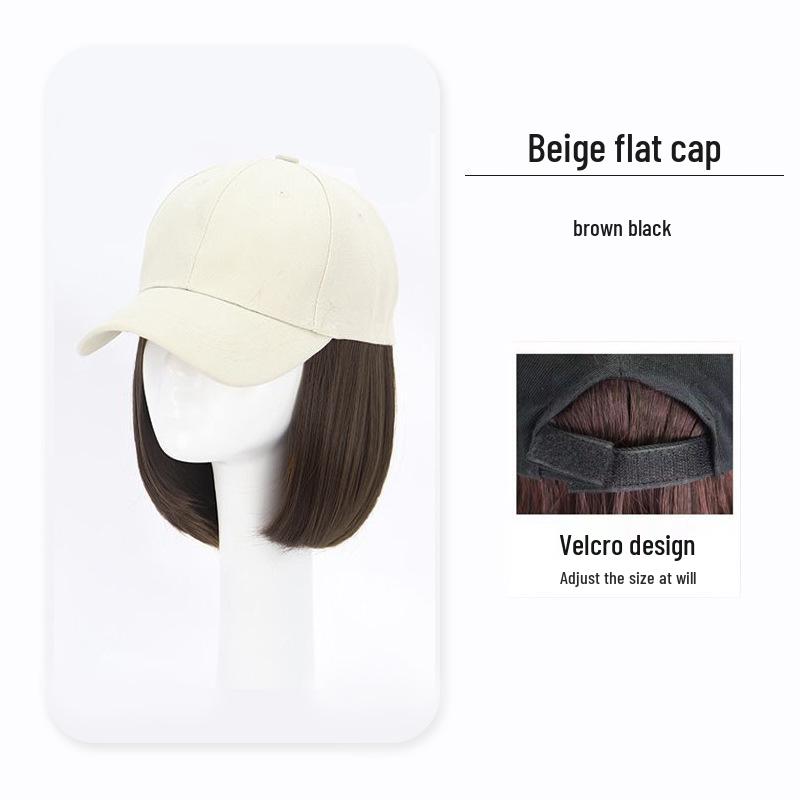 Bob Wig Cap: Women's Versatile Short-Style Synthetic Hair Baseball Cap for Full Gray Hair Coverage.