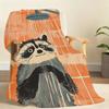 Cute Raccoon in Bathtub Painting Blanket For Soft Throw Blanket for Picnic Bed Sofa Home Bedroom Cozy Warm Comfortable
