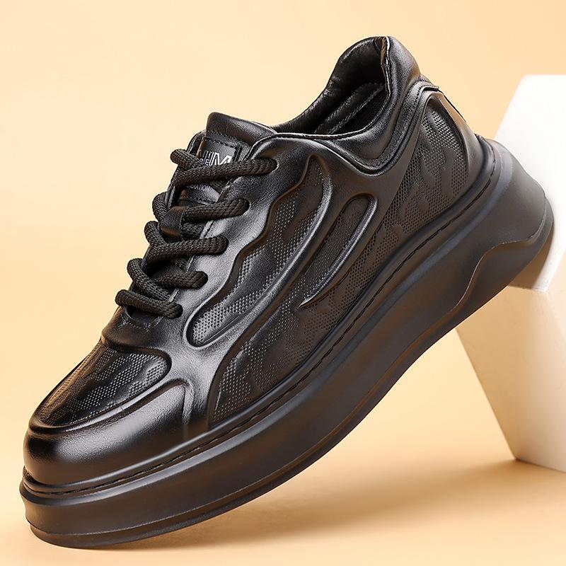 Trendy brand autumn new board shoes men's leather platform leisure sports white shoes men's shoes men's advanced sense ruffian handsome