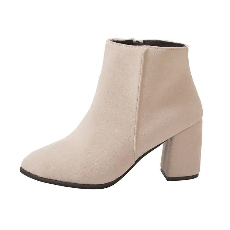 Suede short boots for women 2025 autumn and winter new item pointed toe thick heel women's high-heeled fashion boots