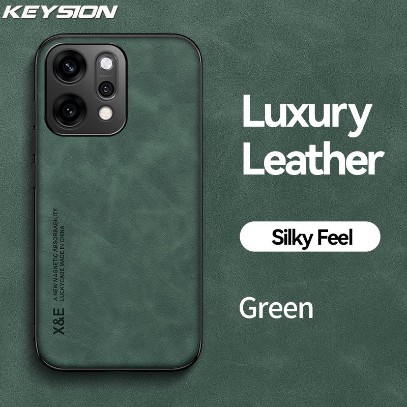 KEYSION Luxury Retro PU Leather Case for OPPO Reno14 Pro 5G Soft Silicone+PC Shockproof Phone Back Cover for OPPO Reno 14 5G