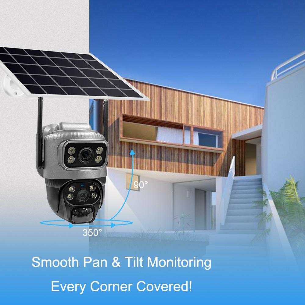 Single/Binocular Solar Surveillance Camera WiFi/4g Wireless Connection Waterproof Night Vision High-definition Security Monitoring