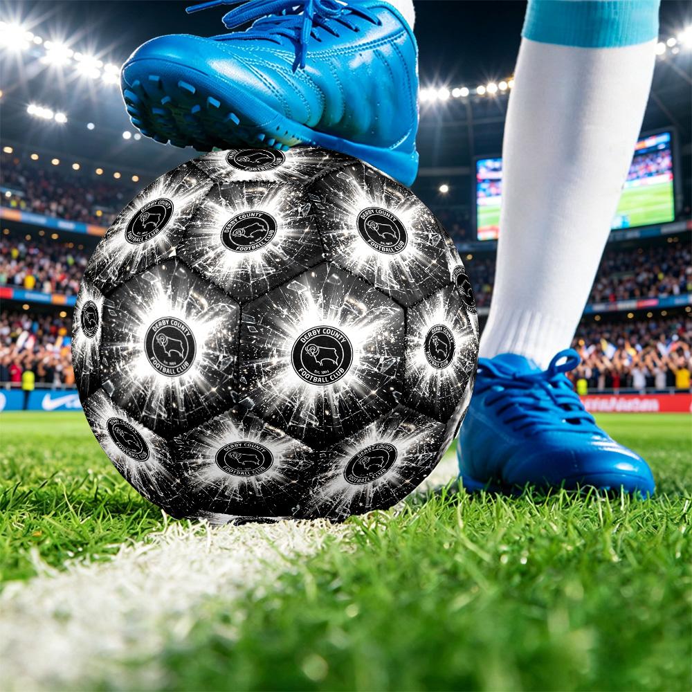 Derby County Football Pallone da Calcio Stampato Taglia 5, Pallone da Calcio Antiscivolo per Partite Adulti Souvenir per i tifosi di Calcio