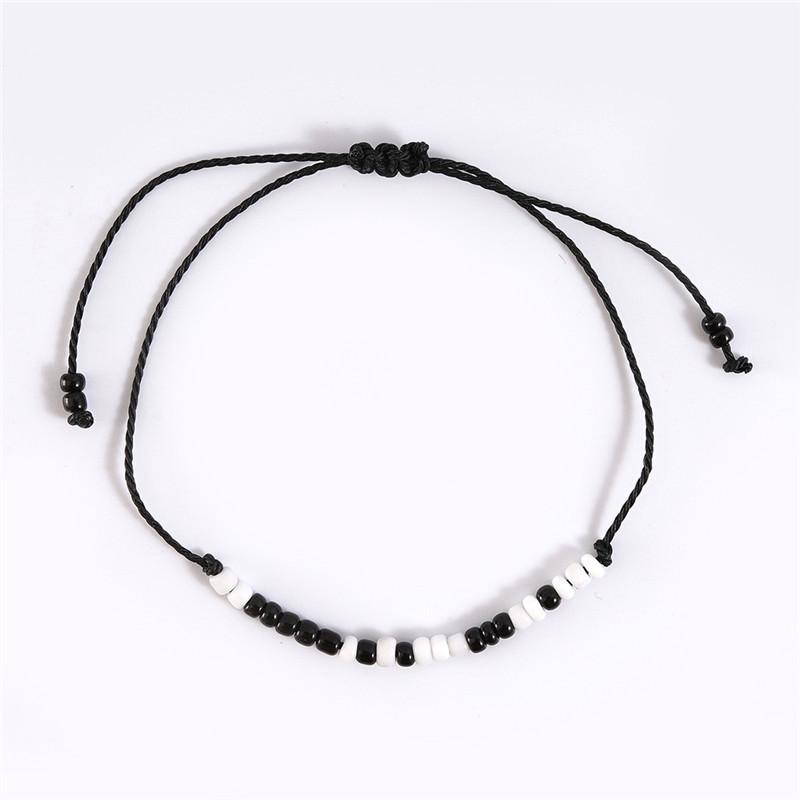 Trendy Morse Code Seed Bead Bracelet with Card - Creative Couple's Rope Jewelry