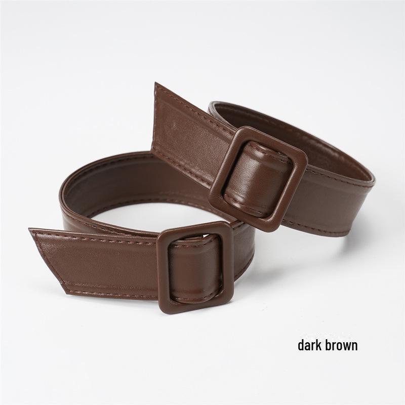 Women's Soft Leather Windbreaker Cuffs with Straps - Lace-Up, Decorative Cloth Accessory