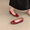 Inner height increase French small red single shoes women's shoes spring and autumn 2025 summer bow ballet gentle evening shoes