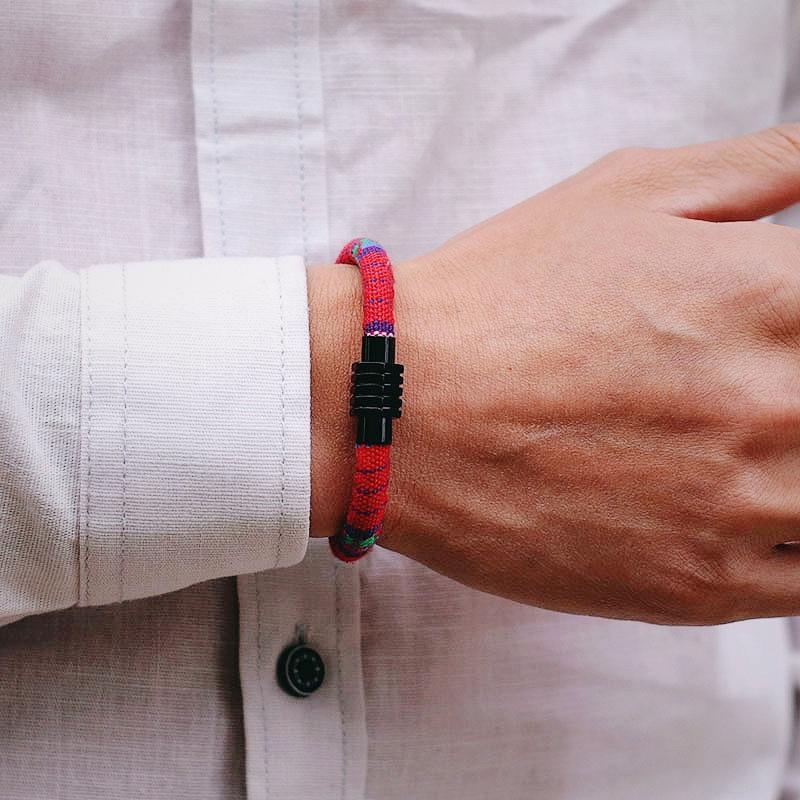 Boho Ethnic Handmade Fabric Bracelet 6mm Width Men Women Tibet Magnetic Braclet For Lover Best Friend Matching Jewelry Homme