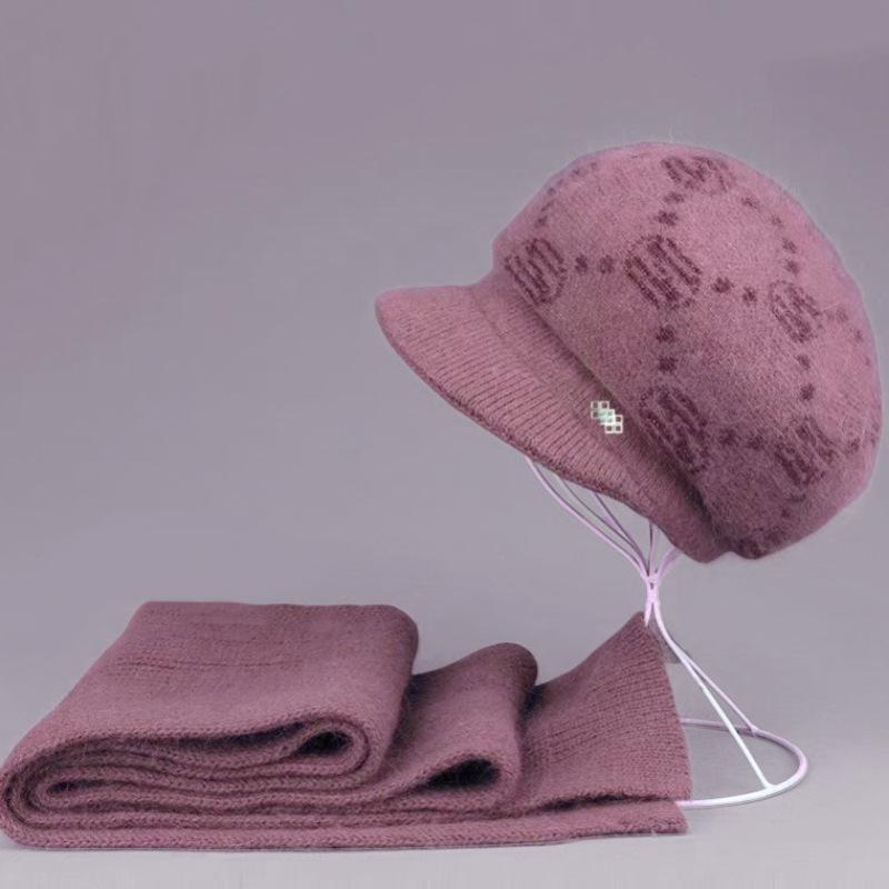 Elegant Winter Woolen Hat & Scarf Set for Women: Warm, Thick Knit with Ear Protection, Perfect for Middle-Aged & Elderly Ladies.