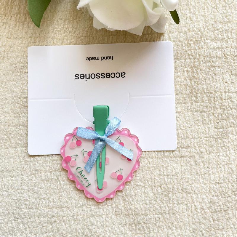 Cute Girl Wavy Edge Heart-shaped Bow Hair Clip Forehead Bangs Side Hair Clip Hair Accessory