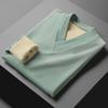 Men's V-neck Self-heating Long Sleeve German Velvet Shirt - Warm, Solid Color Autumn/Winter 2021