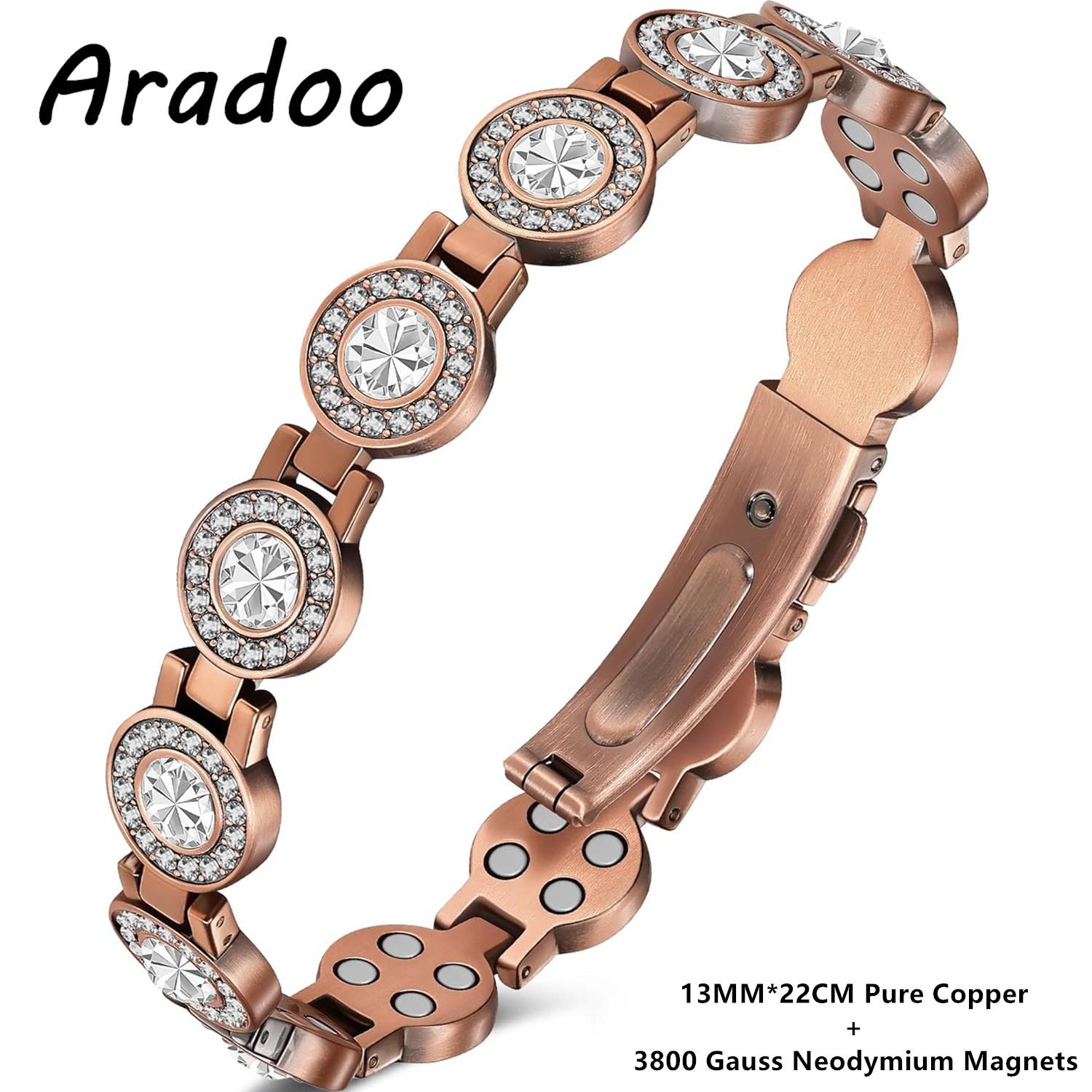 99% Pure Copper Bracelets for Women with 3800 Gauss Magnetic Crystal Jewelry Gifts