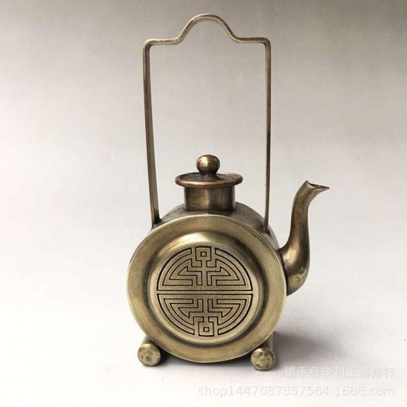 White Wine Pot Inkstone Drip Water Drop Ornament Seal Carving Child Landscape Painting Copper Antique Miscellaneous Items