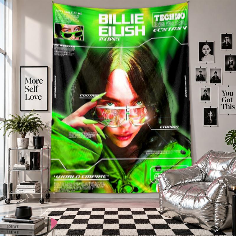 Wall TapestryBillie Eilish Art Hanging Cloth Decorative Background Cover for Room Decoration