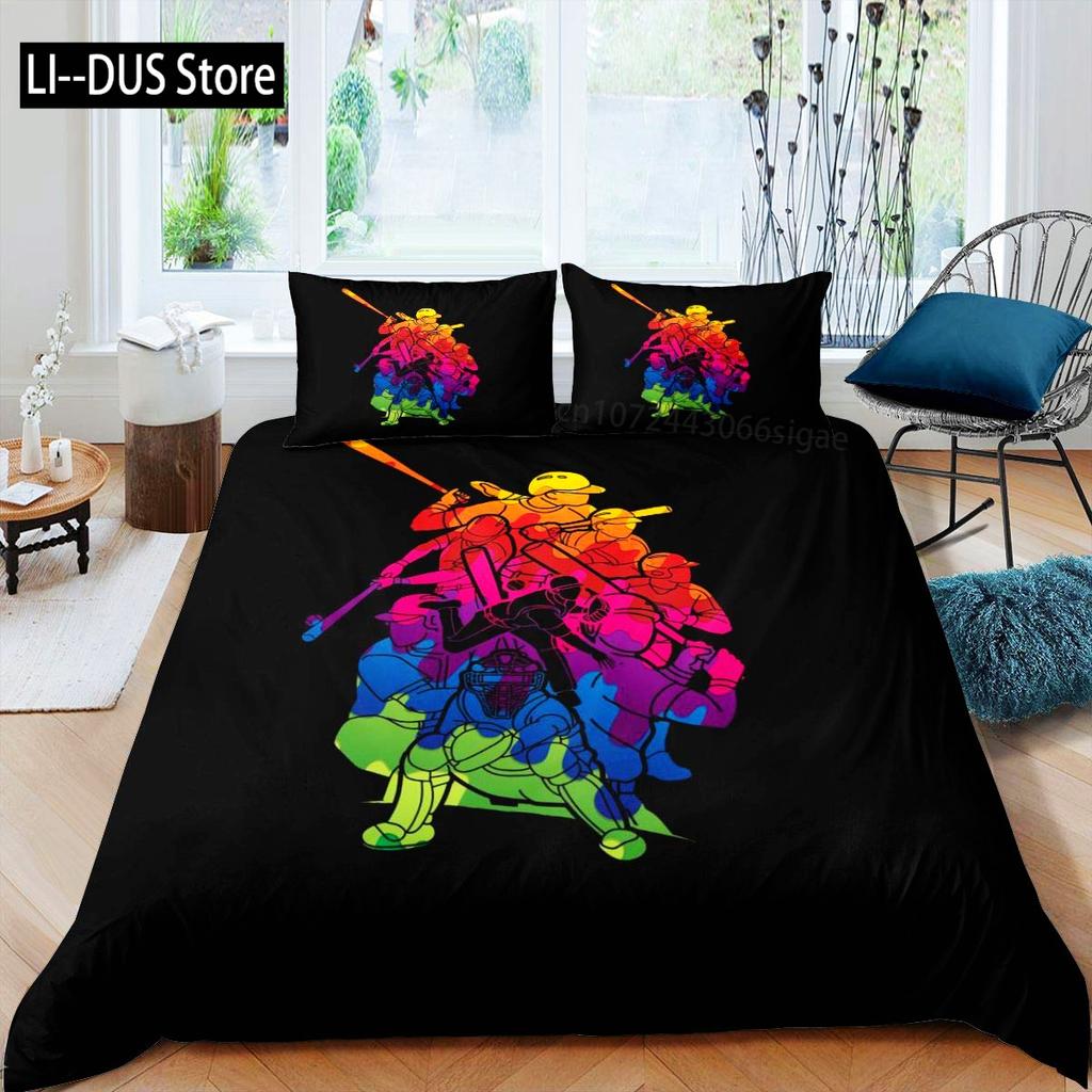 Comforter Baseball Polyester Ball Pattern Sports Theme Player Twin Bedding Set For Teen Baseball Lovers Queen King