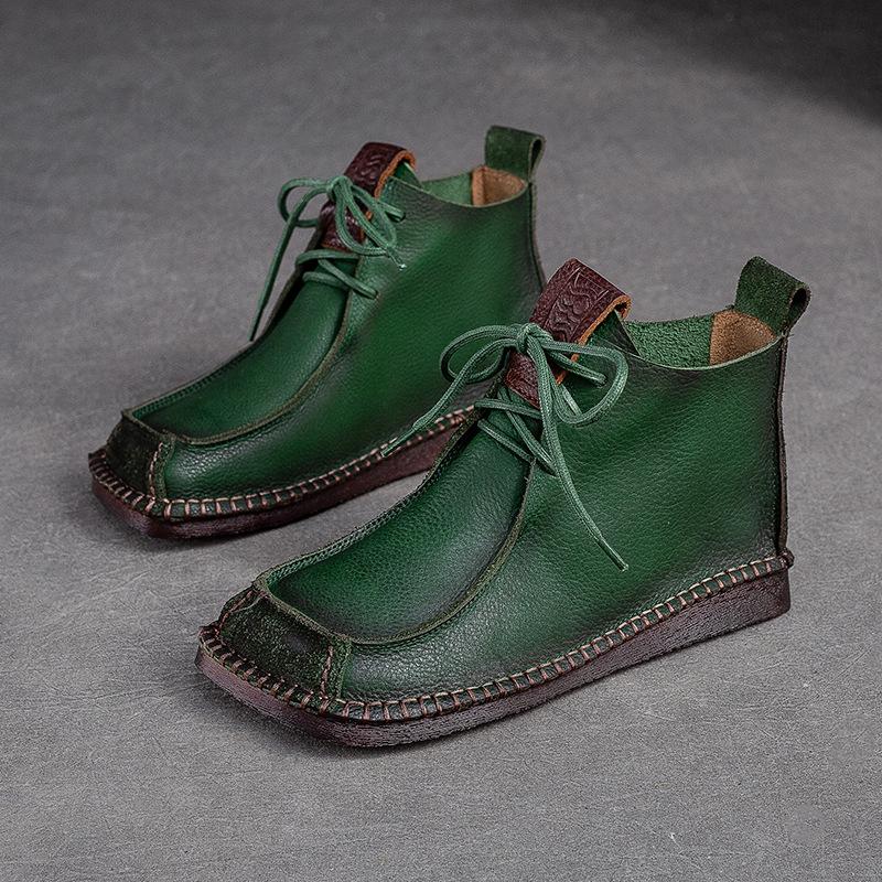 

Модные ботинки GKTINOO с квадратным носком на шнуровке на толстой подошве для женщин, платформа, ботильоны, натуральная кожа, осенние, роскошная строчка, повседневная обувь 9