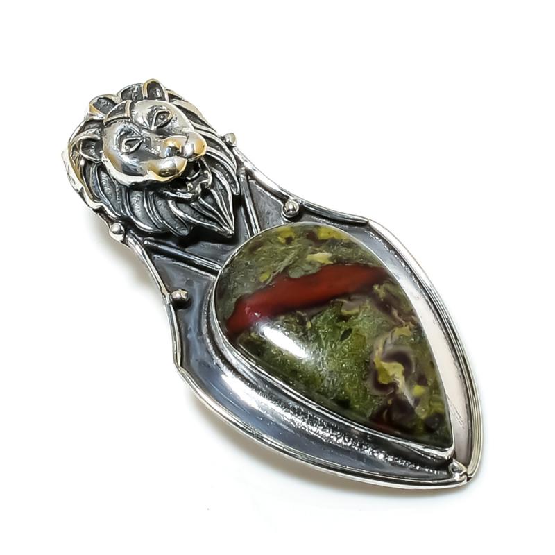 Natural Dragon Blood Jasper Gemstone Pendant 925 Sterling Silver- Handmade Design, Everyday Wear Jewelry, Unique Dragon Blood Jasper Pendant Gifts