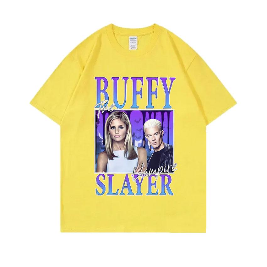 Tv Series Buffy The Vampire Slayer Graphic Tshirt Male Fashion Casual Loose T Shirts Unisex Women Vintage Oversized Ocollar Tees