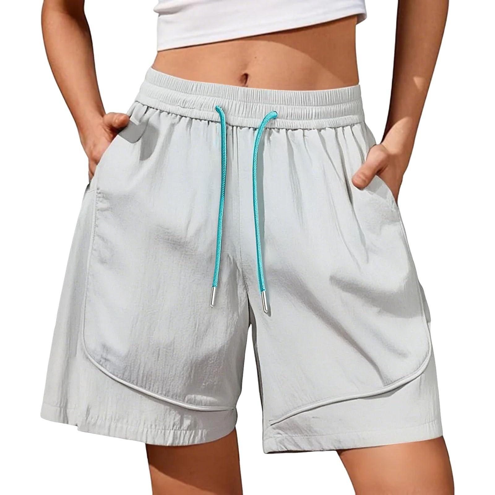 

Женские спортивные шорты, повседневные свободные однотонные дышащие быстросохнущие шорты XL белый