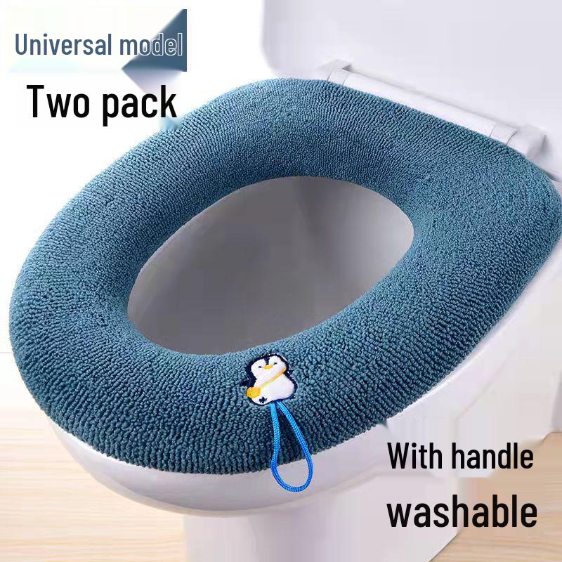 Winter Washable Knitted Toilet Seat Cover - Solid Color Cushion Pad
