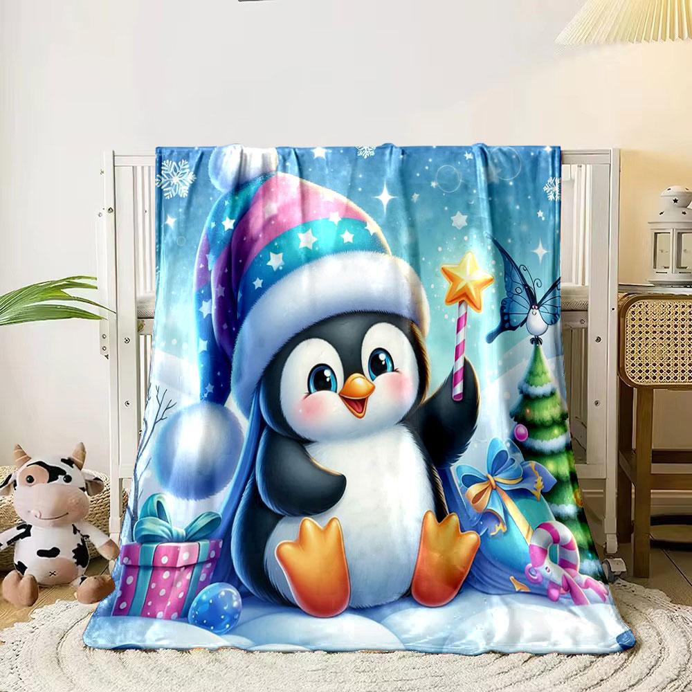 Cute Penguin Winter Wonderland print blanket soft and cozy perfect for the living room bed sofa or a nap,gift