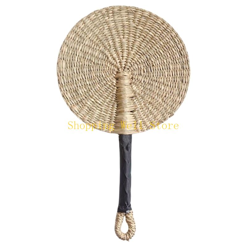KX4B Large Summer Handheld Fan Seagrasses Handmade Woven Fan Natural Decorative Fan