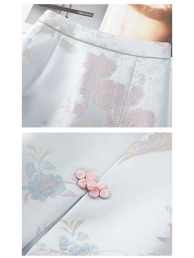 2026 New Chinese Style Embroidered Slit Midi Skirt for Women - Slimming, Hip-Hugging, Ideal for Spring and Autumn