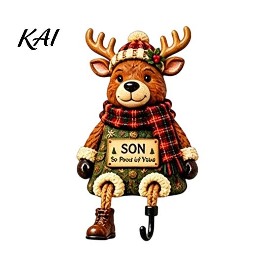 Organizer Hook Christmas Stocking Holder, Mantel Resin Sitting Leg Hook, Unique Hanger Festive Character Ornament for Holiday Home Fireplace