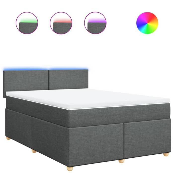 VidaXL Slatted Bed Base with Mattress Dark Grey 140x200cm Fabric 3288997