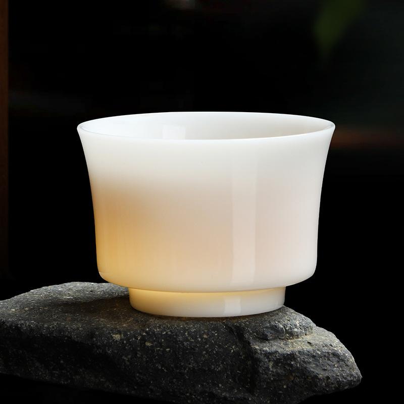 Pu jade porcelain teacup personal master cup Dehua white porcelain tea cup company event souvenir