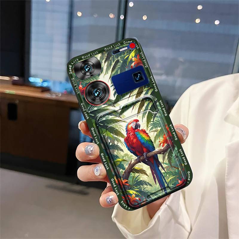 protective Back Cover Phone Case For ZTE Nubia Z60 Ultra TPU Cute Silicone Durable Card slot Soft case Card bag Graffiti
