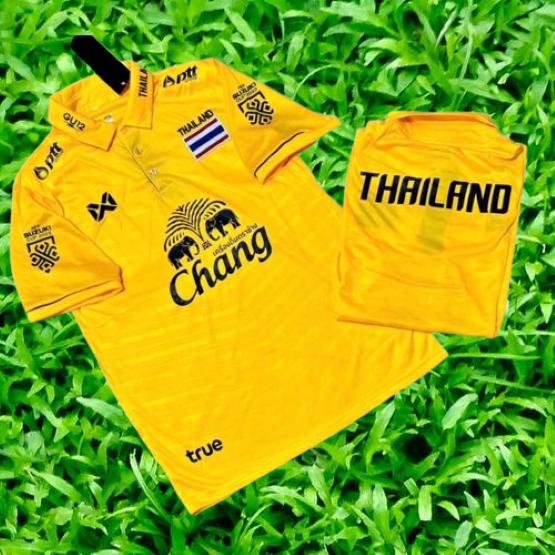 THAJSKO Fotbalový národní trénink JERSEY CHEER Verze pro fanoušky Rychloschnoucí košile Polo Polyester Krátký rukáv Uniforma Logo Elephant Sport Outdoor