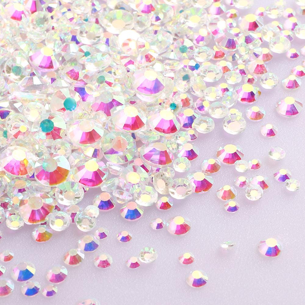 High Quality Rhinestone Non Hotfix Bulk Transparent Crystal AB Glass Rhinestones Mixed Sizes