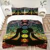 3pcs Chakra Meditation Silhouette Comforter Set with One Quilt Cover and Two Pillowcases (No Core), Perfect for Bedroom or Guest Room Decoration, Feat
