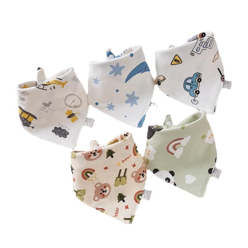 Newborn Pure Cotton Snap Bib - Double Layer Triangle Scarf for Babies
