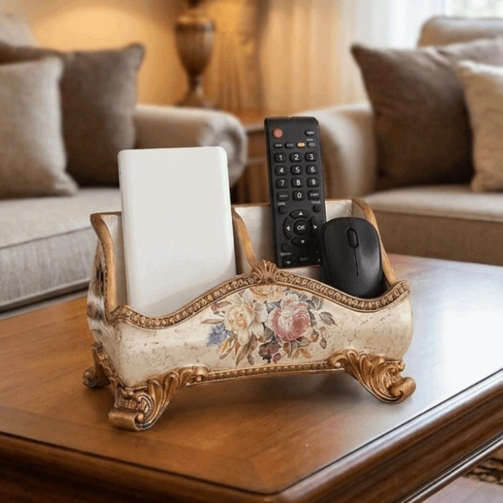3 Compartment Remote Control Box Resin Desktop Storage Box Home Decoration