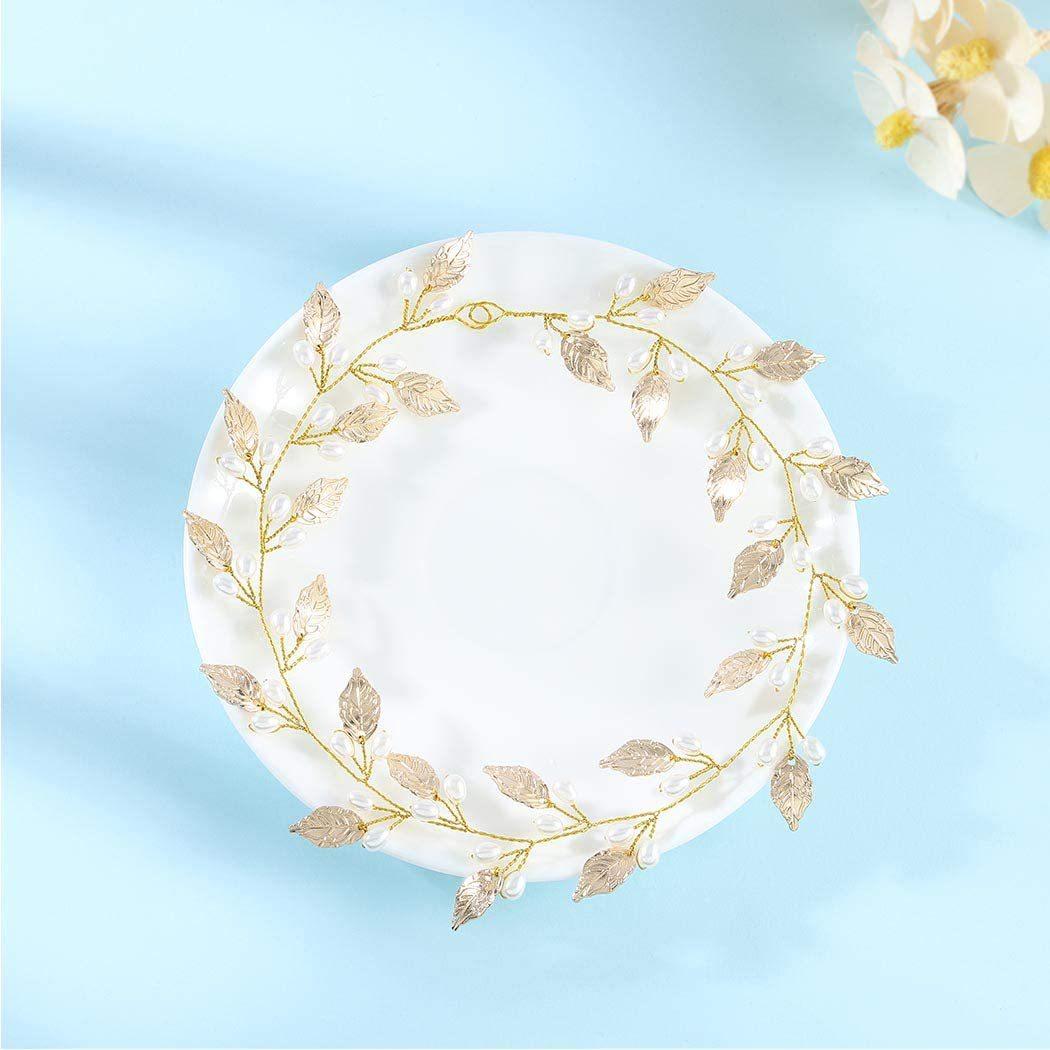 

New handmade bride gold leaf headband women s wedding photo photo artifact independent packaging золотий