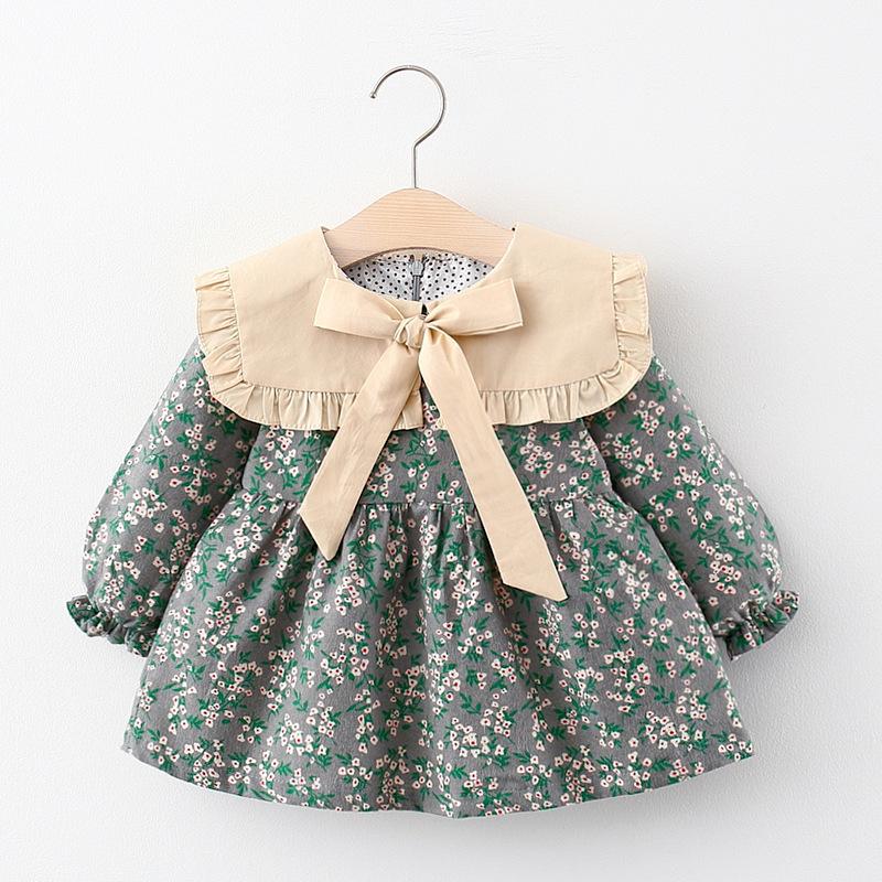 Robe Princesse Manches Longues Pour Fille – Imprimé Volants, Printemps-été, Bébé Et Enfant